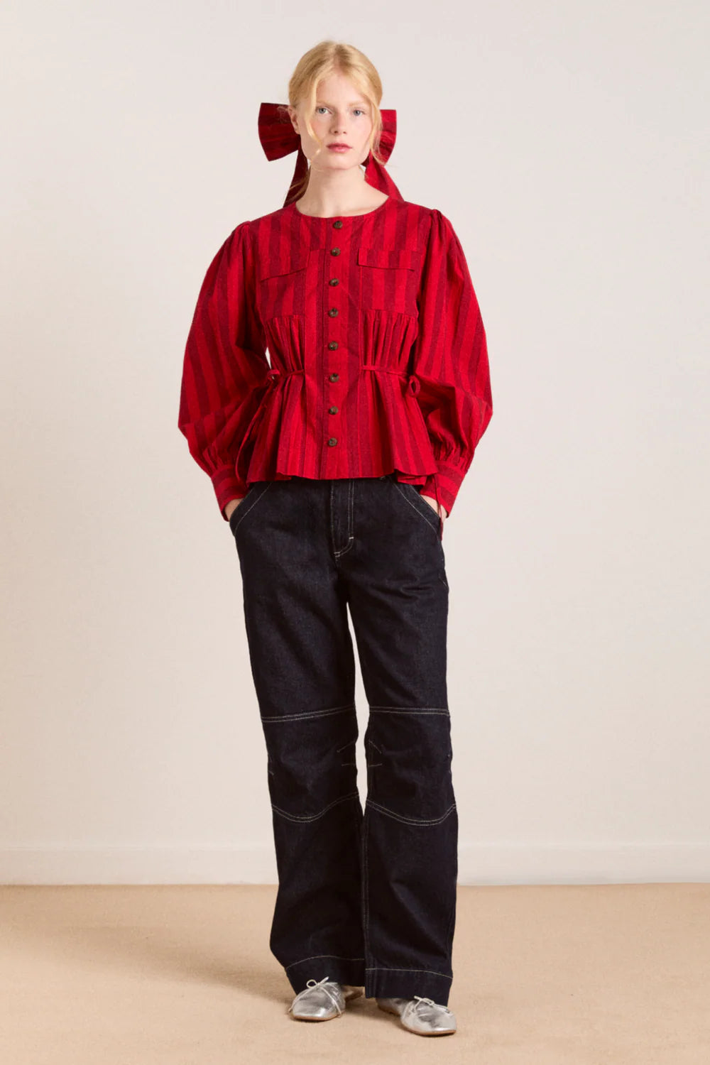 Damson Madder - Charlize Blouse - Red Burg Stripe