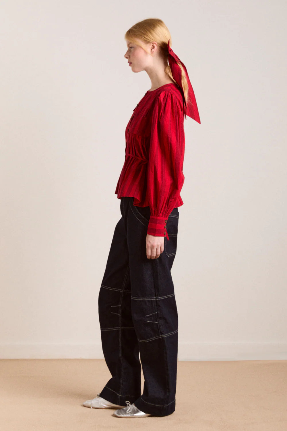 Damson Madder - Charlize Blouse - Red Burg Stripe