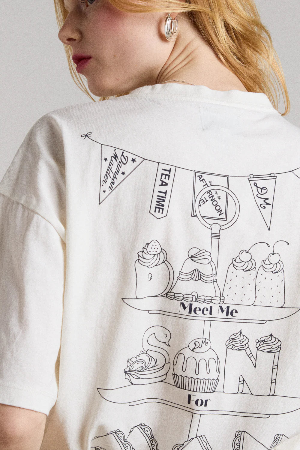 Damson Madder - Afternoon Tea Boyfriend Tee, White