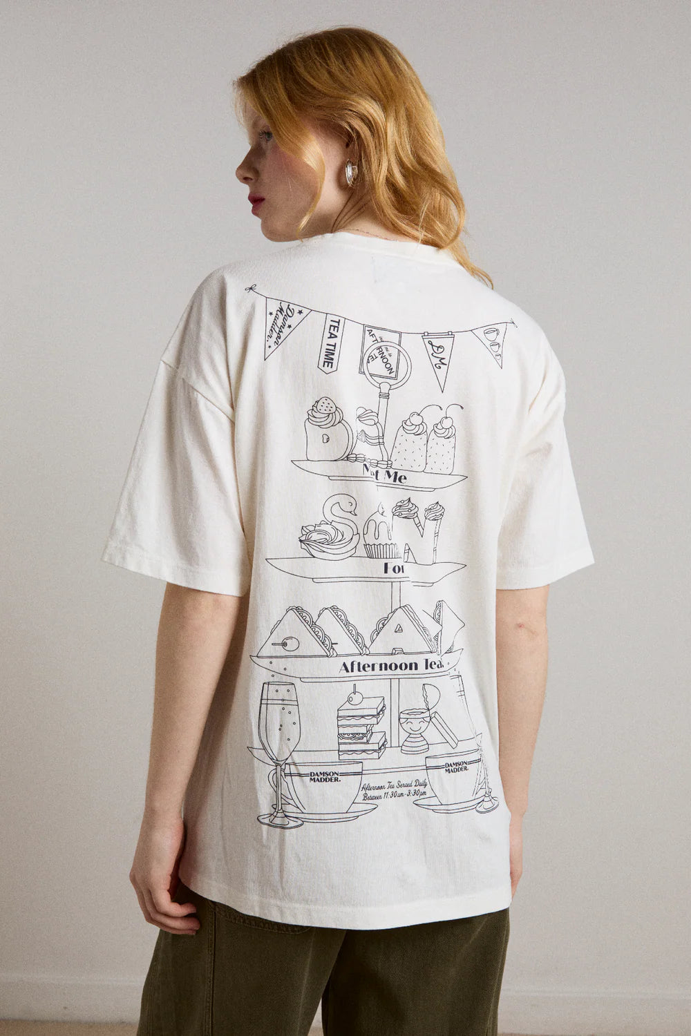 Damson Madder - Afternoon Tea Boyfriend Tee, White