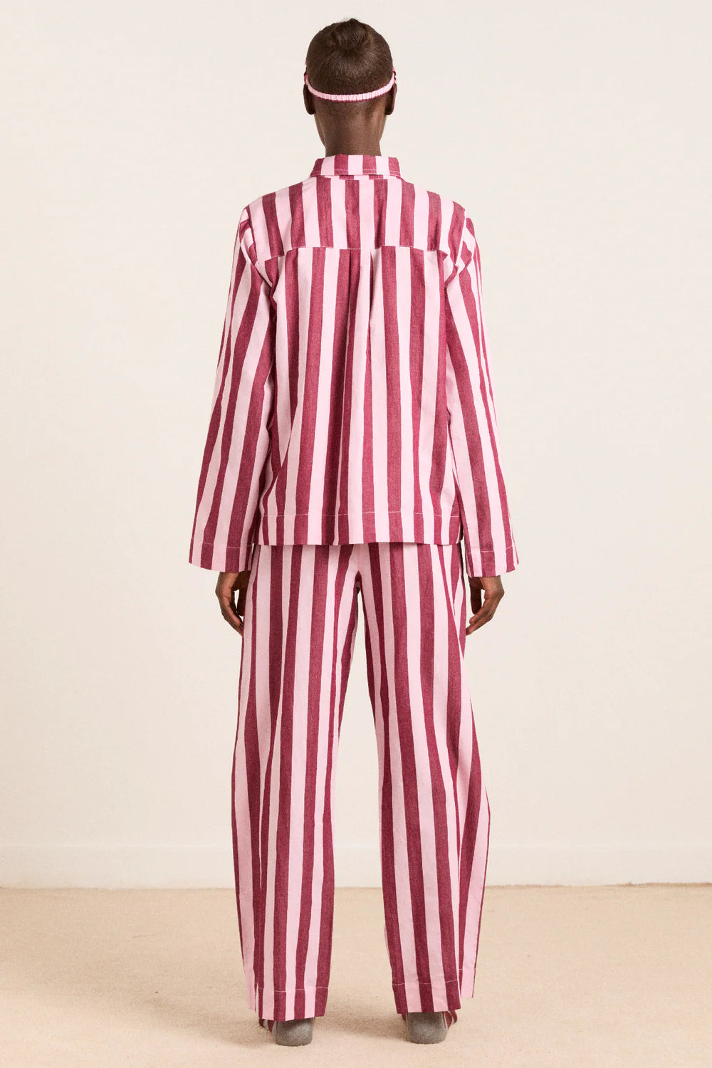 Damson Madder - Florie PJ Set, Burgundy & Pink Stripe