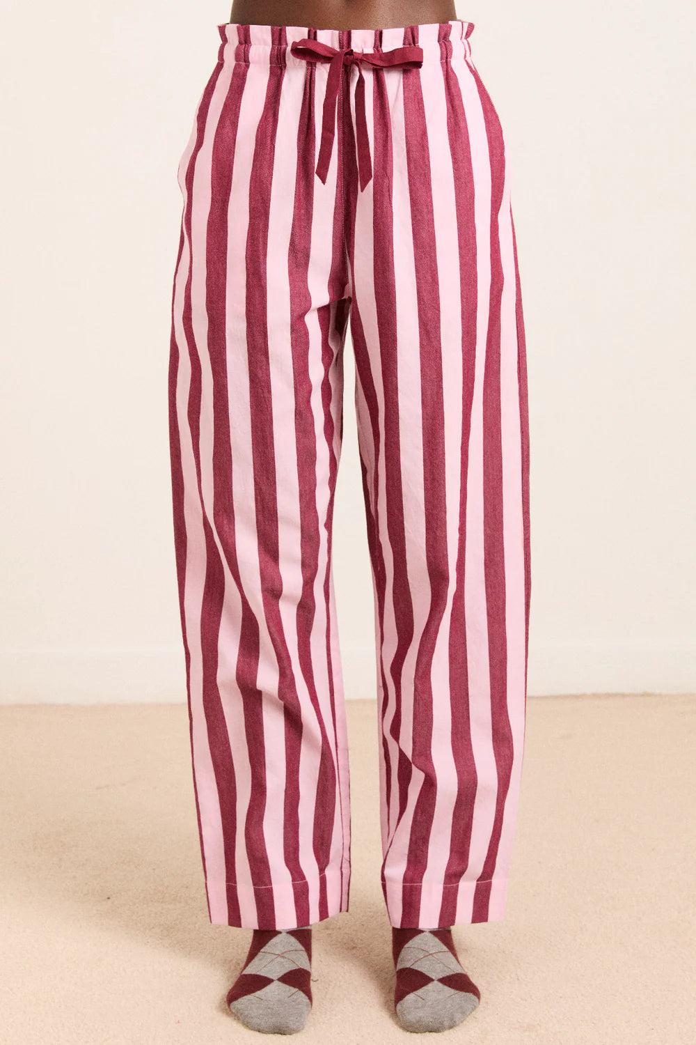Damson Madder - Florie PJ Set, Burgundy & Pink Stripe