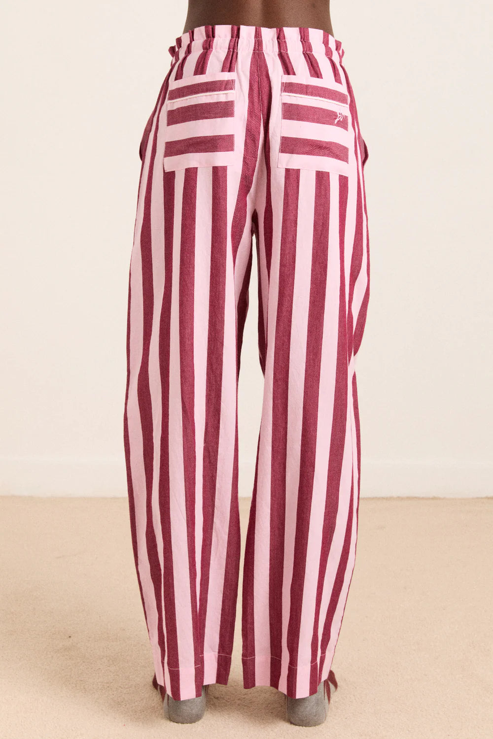Damson Madder - Florie PJ Set, Burgundy & Pink Stripe