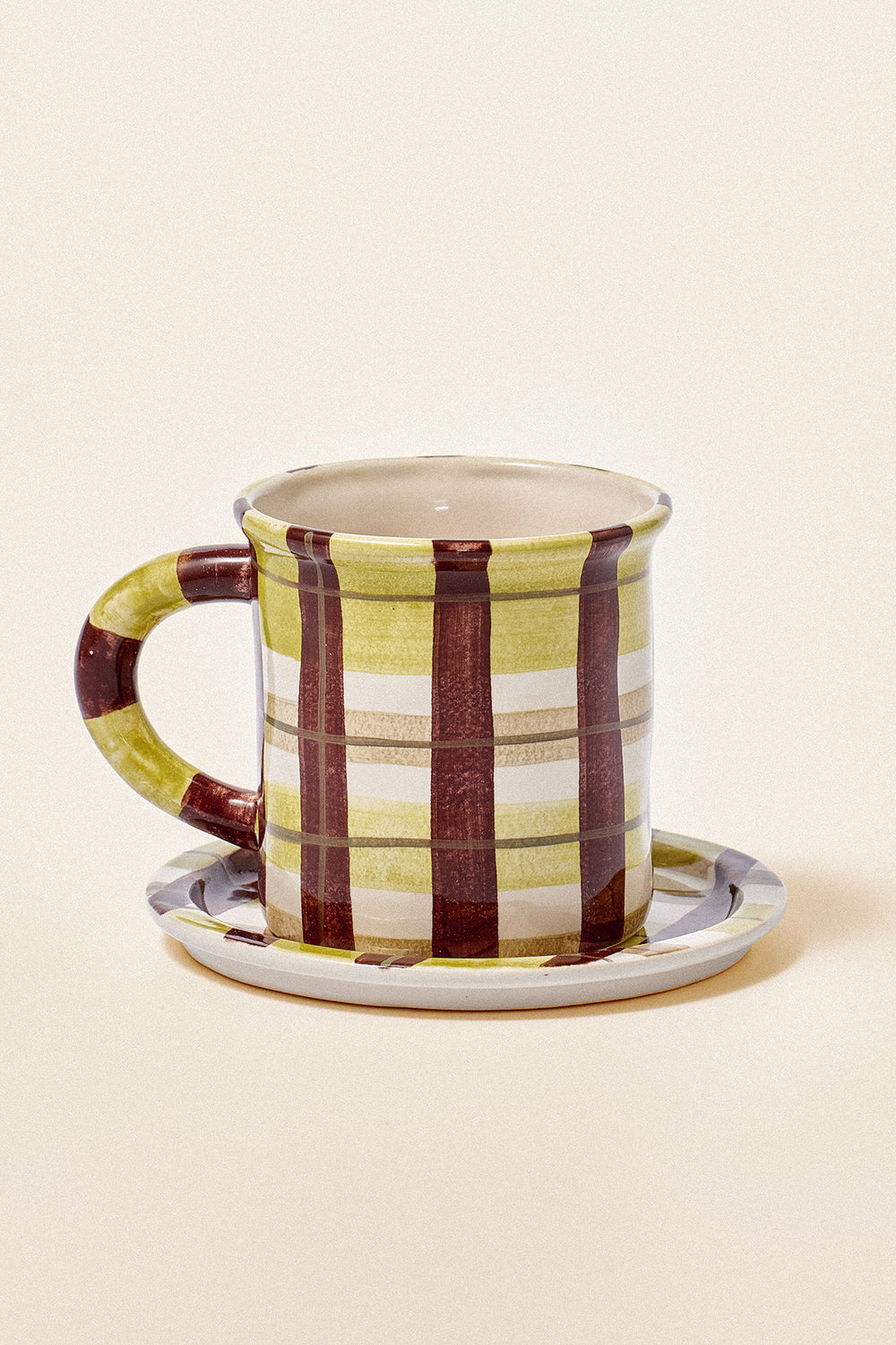 Damson Madder - Saucer, Chartreuse Check