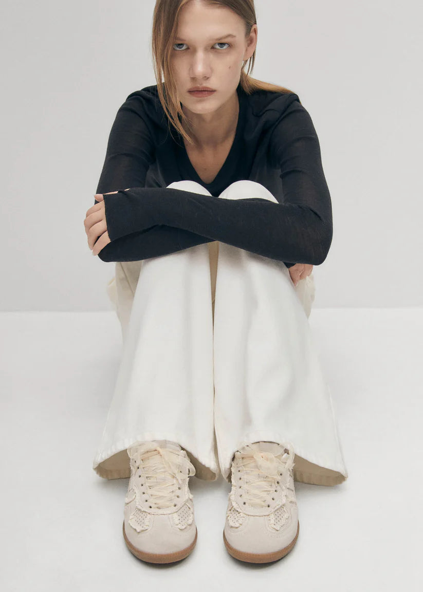 Alohas - Tb.490 Crochet Cream Leather Sneakers