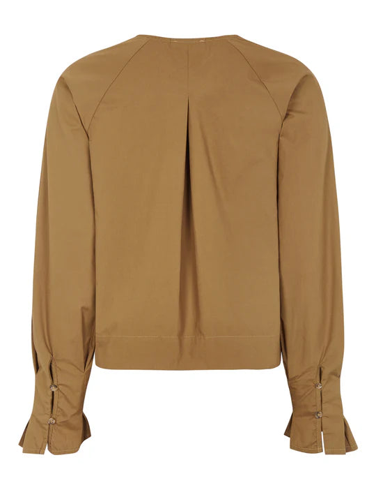 Esmé Studios - Russo Long Sleeve Blouse, Brown Sugar