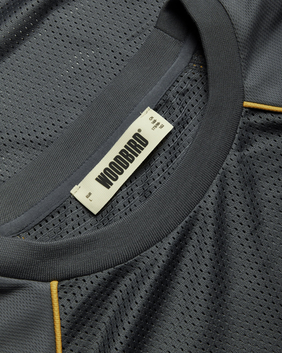 WOODBIRD - Beam Mesh Cut Tee, Slate Blue