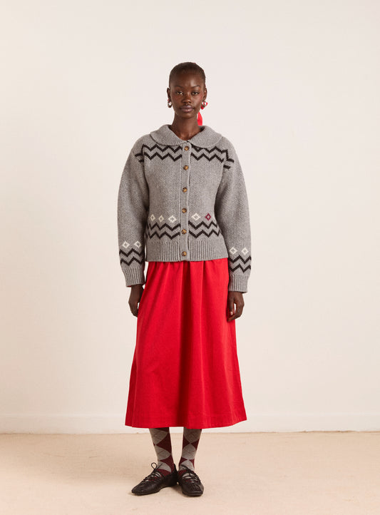 Damson Madder - Cecily Collar Cardigan, Bunny Intarsia