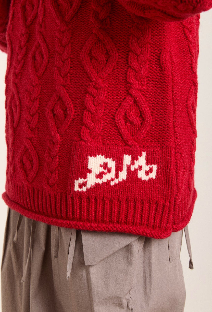 Damson Madder - Ffion Stitch Interest Jumper, Red