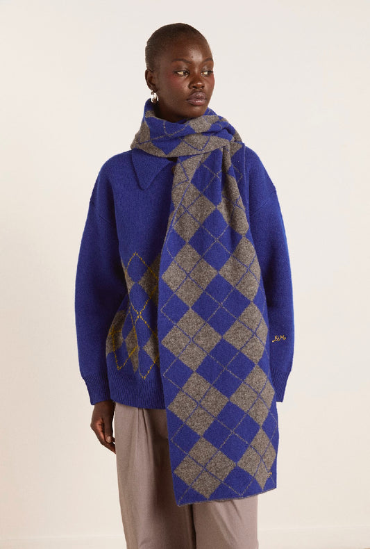 Damson Madder - Saskia Scarf, Bold Argyle