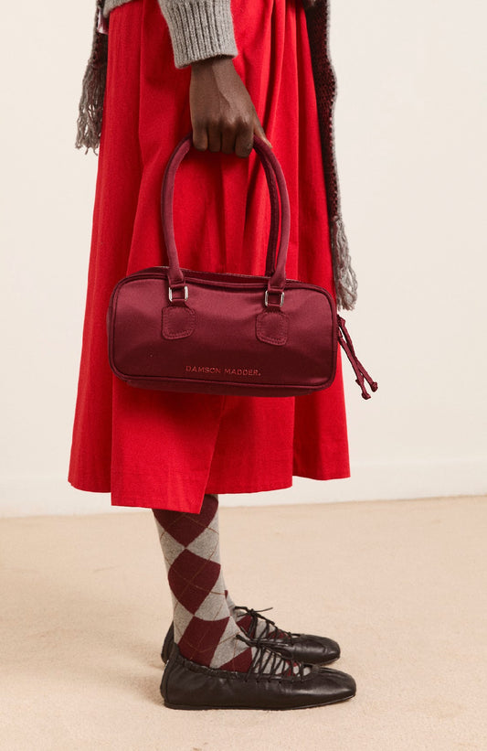 Damson Madder - Benny Mini Bowler, Burgundy Satin