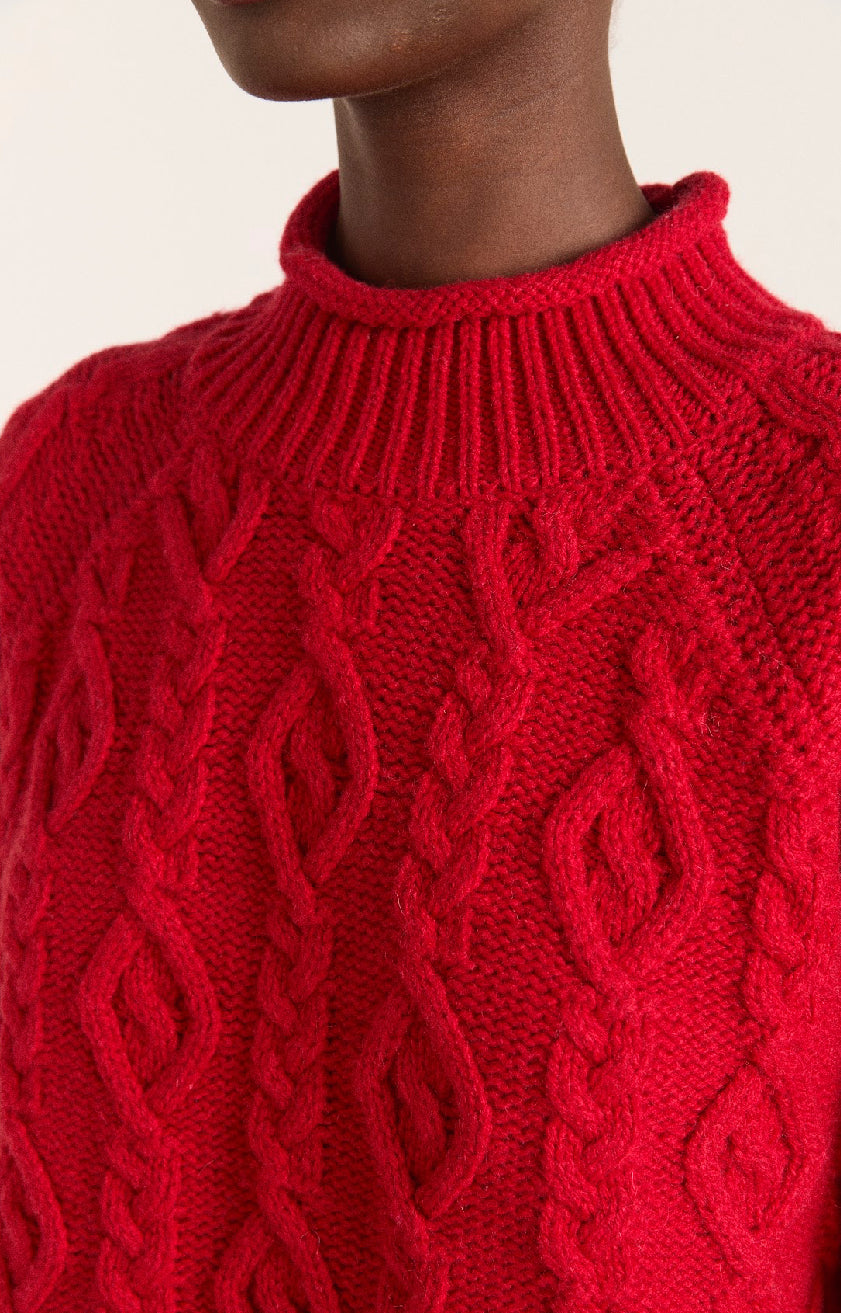 Damson Madder - Ffion Stitch Interest Jumper, Red