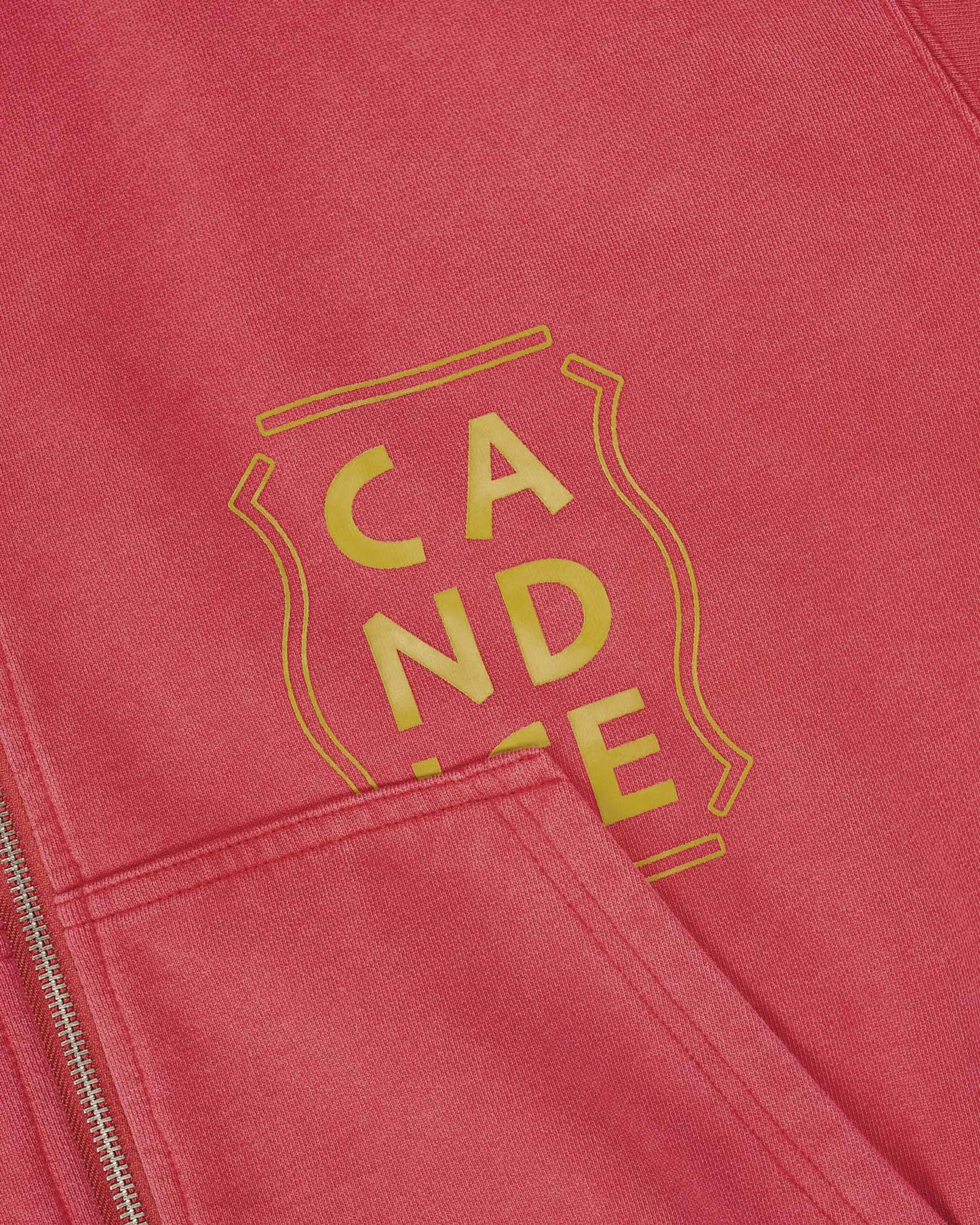 CANDICE - Harlequin Washed Zip Hoodie, Red