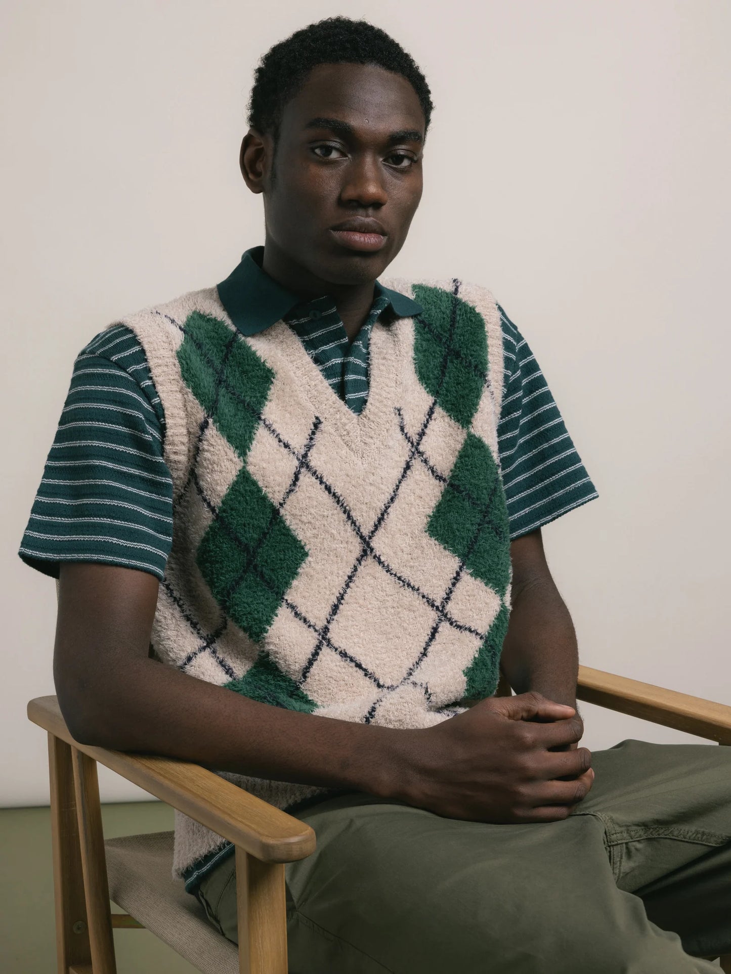 Kestin - Carron Argyle Vest, Ecru