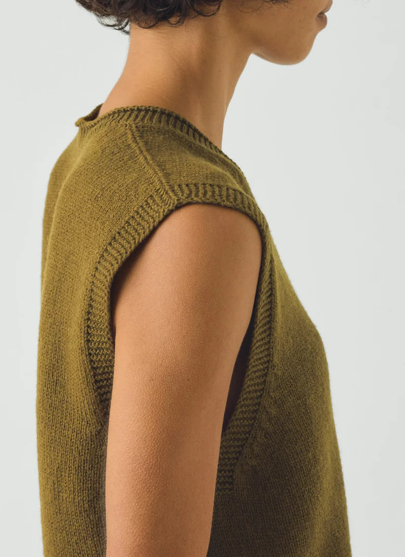 TOAST - High V Neck Wool Tank, Brass
