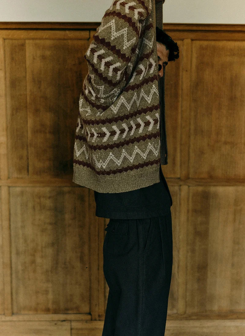 TOAST - Bill Overdyed Micro Houndstooth Trousers, Grey Olive