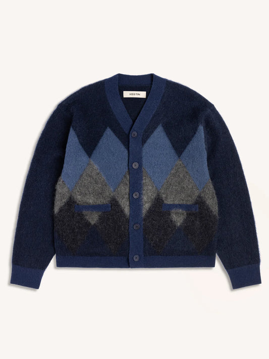 Kestin - Muirfield Argyle Cardigan, Navy Mohair
