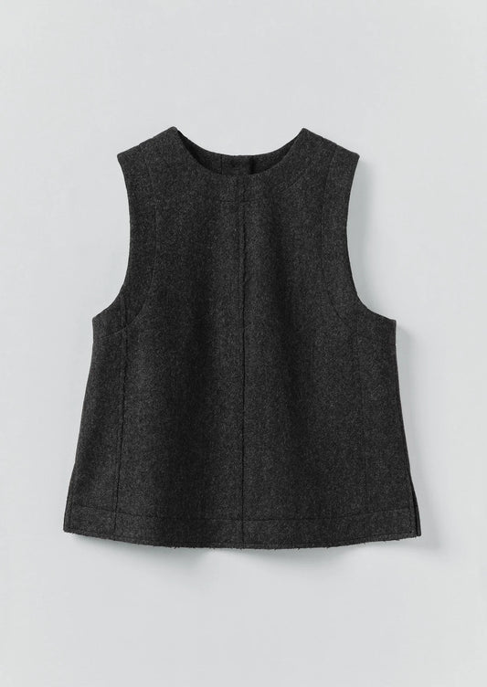 TOAST - Boiled Wool Twill Button Back Top