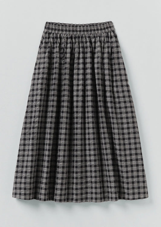 TOAST - Binding Check Cotton Wool Gathered Skirt
