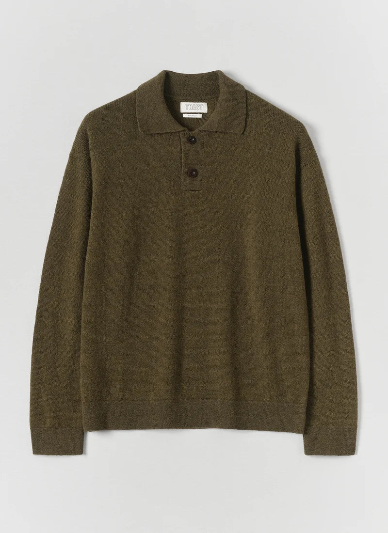 TOAST - Wool Alpaca Polo Sweater, Sap Green