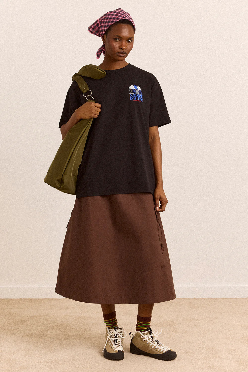 Damson Madder - Caspia Volume Midi Skirt, Choc