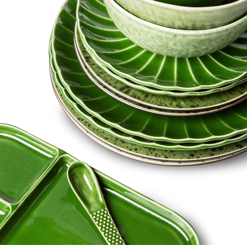 HKliving - The Emeralds - Textured Ceramic Spoons (set of 4) - Green
