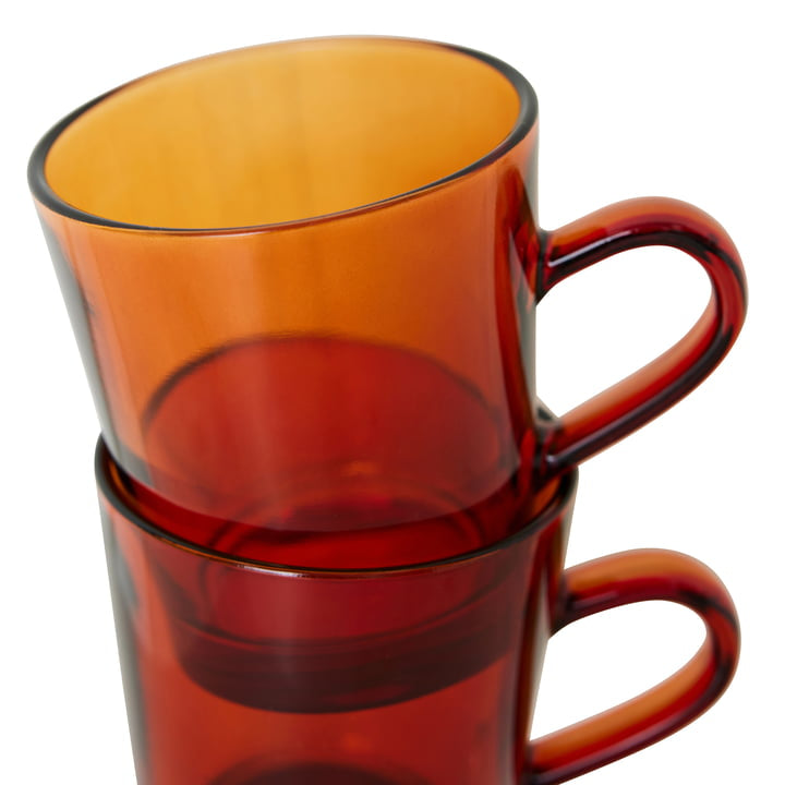 HKliving - 70s Glassware - Coffee Cup and Saucer - Amber Brown
