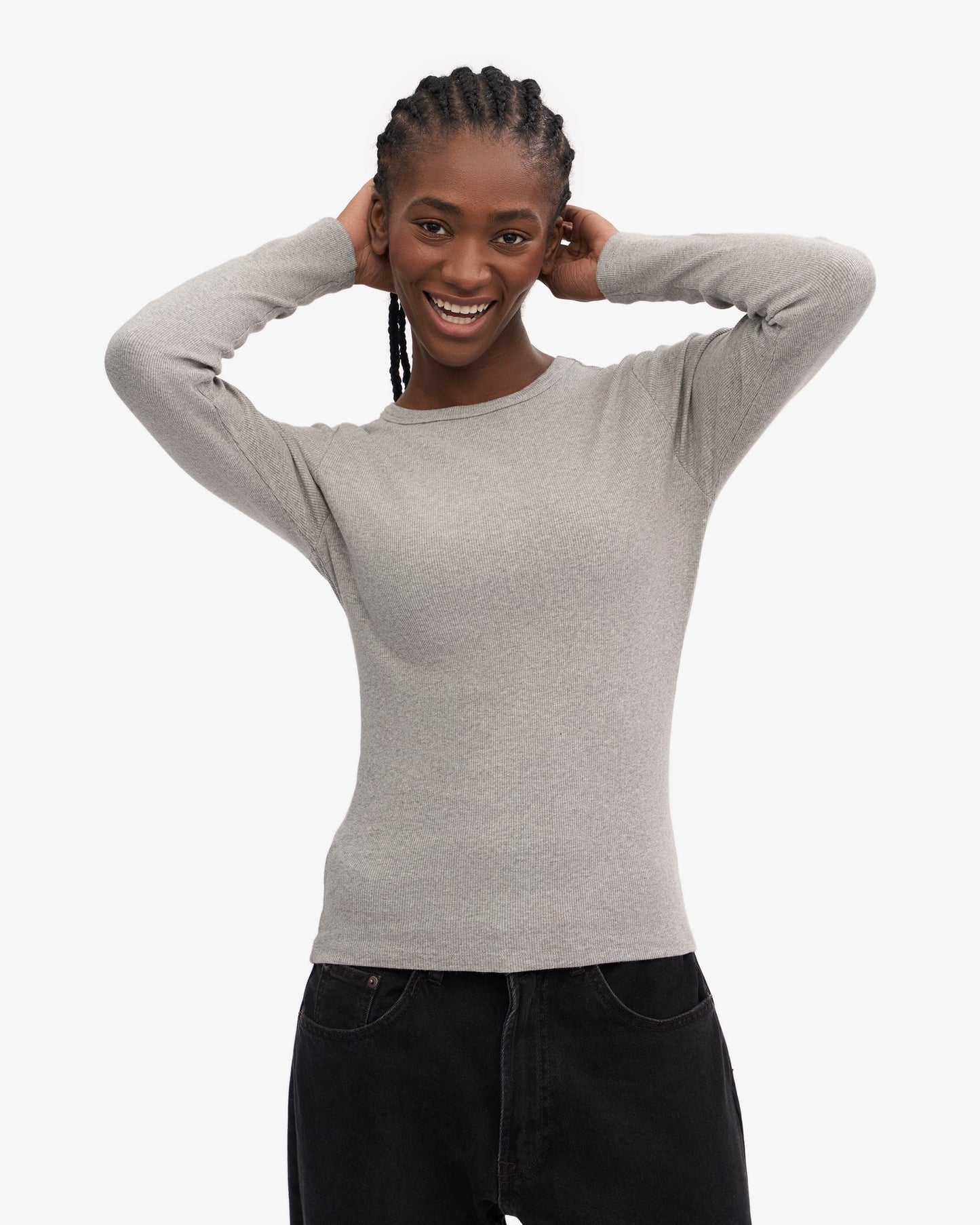 Colourful Standard - Organic Rib Long Sleeve Top, Heather Grey