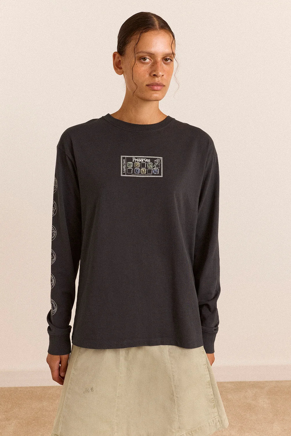 Damson Madder - House Preserves Long Sleeve Graphic Tee - Charcoal