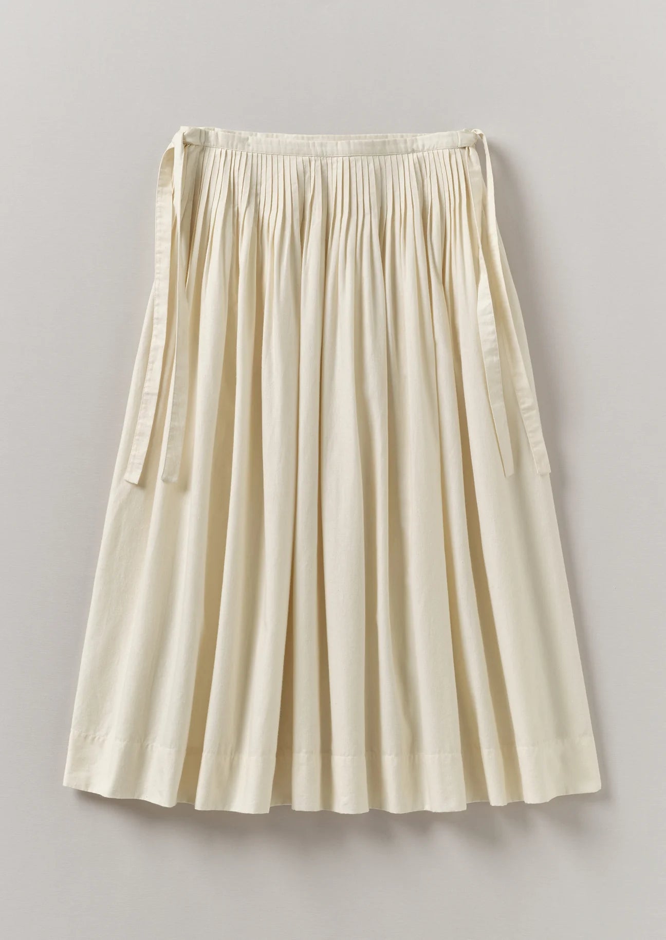 TOAST - Pleated Cotton Linen Skirt - Ecru