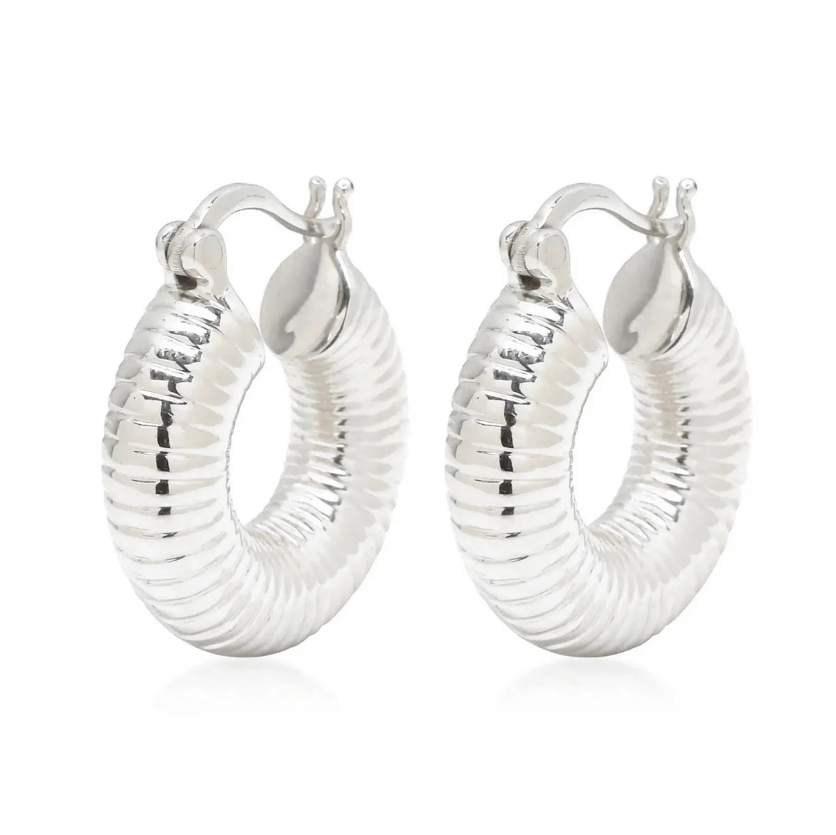 Shyla - Monica Ribbed Earrings - Silver