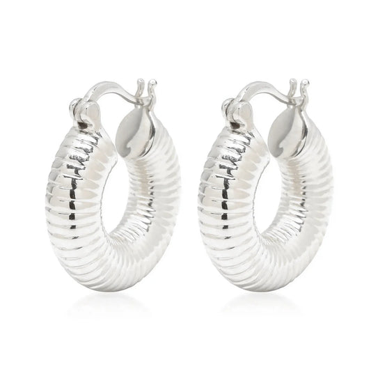 Shyla - Monica Ribbed Earrings - Silver