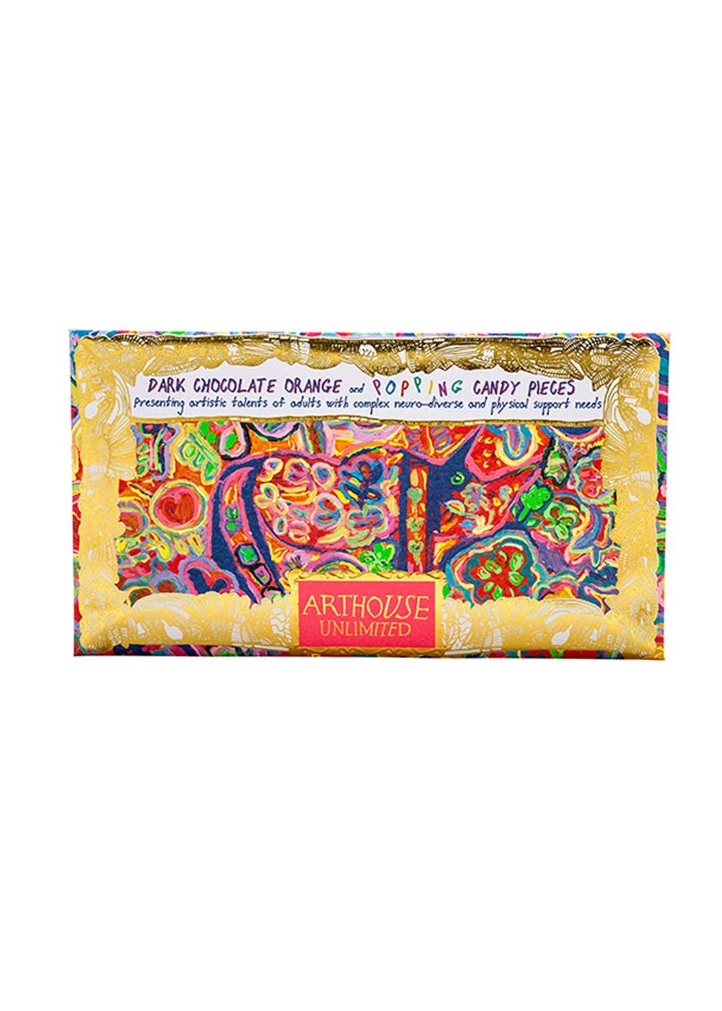 Arthouse Unlimited - Rhino in Bloom, Dark Chocolate Orange & Popping Candy Pieces