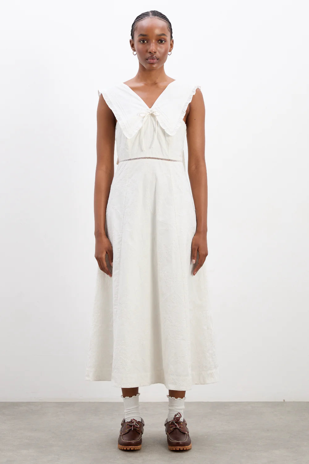 Damson Madder - Fan Fan Midi Dress - Patchwork Broderie