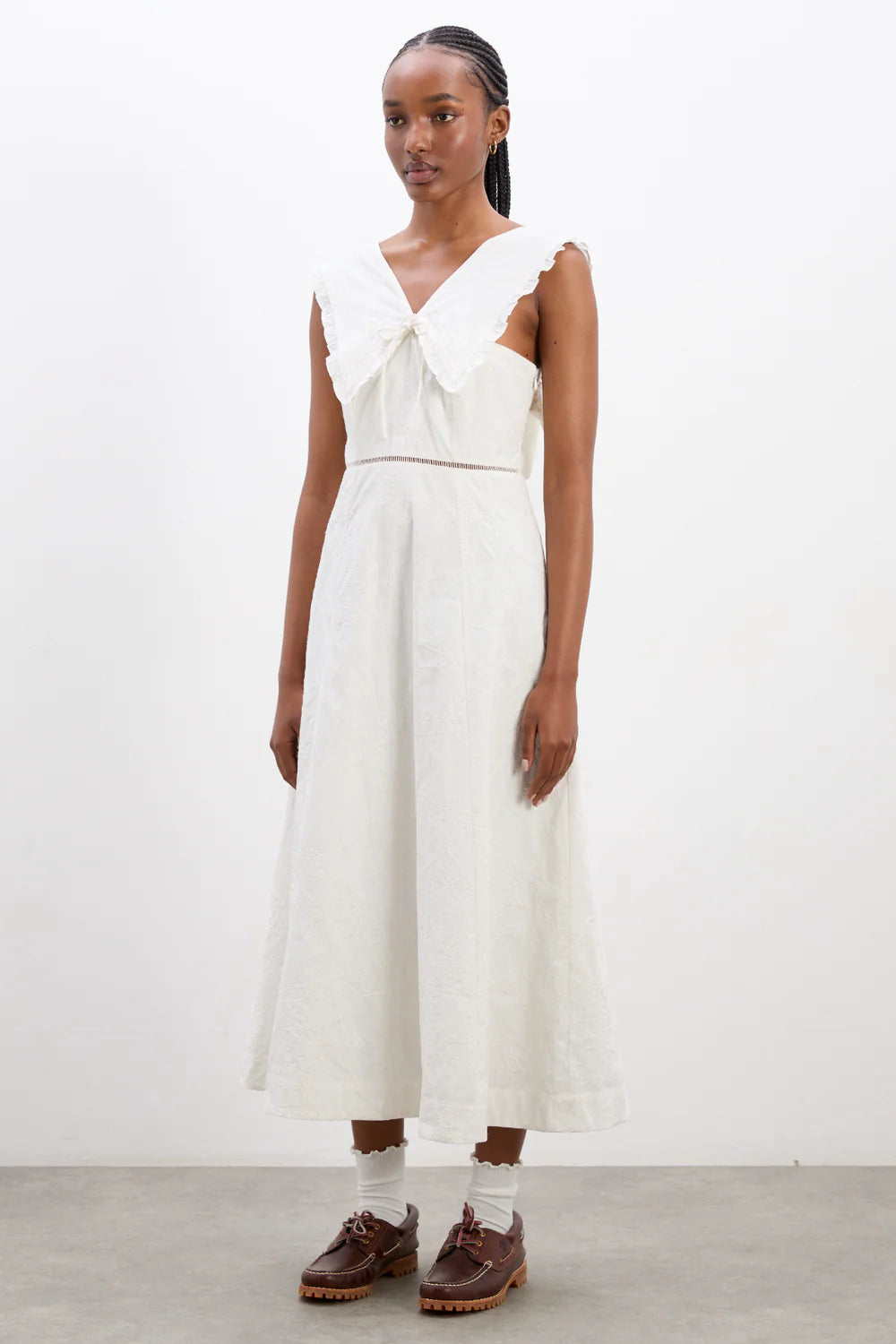 Damson Madder - Fan Fan Midi Dress - Patchwork Broderie