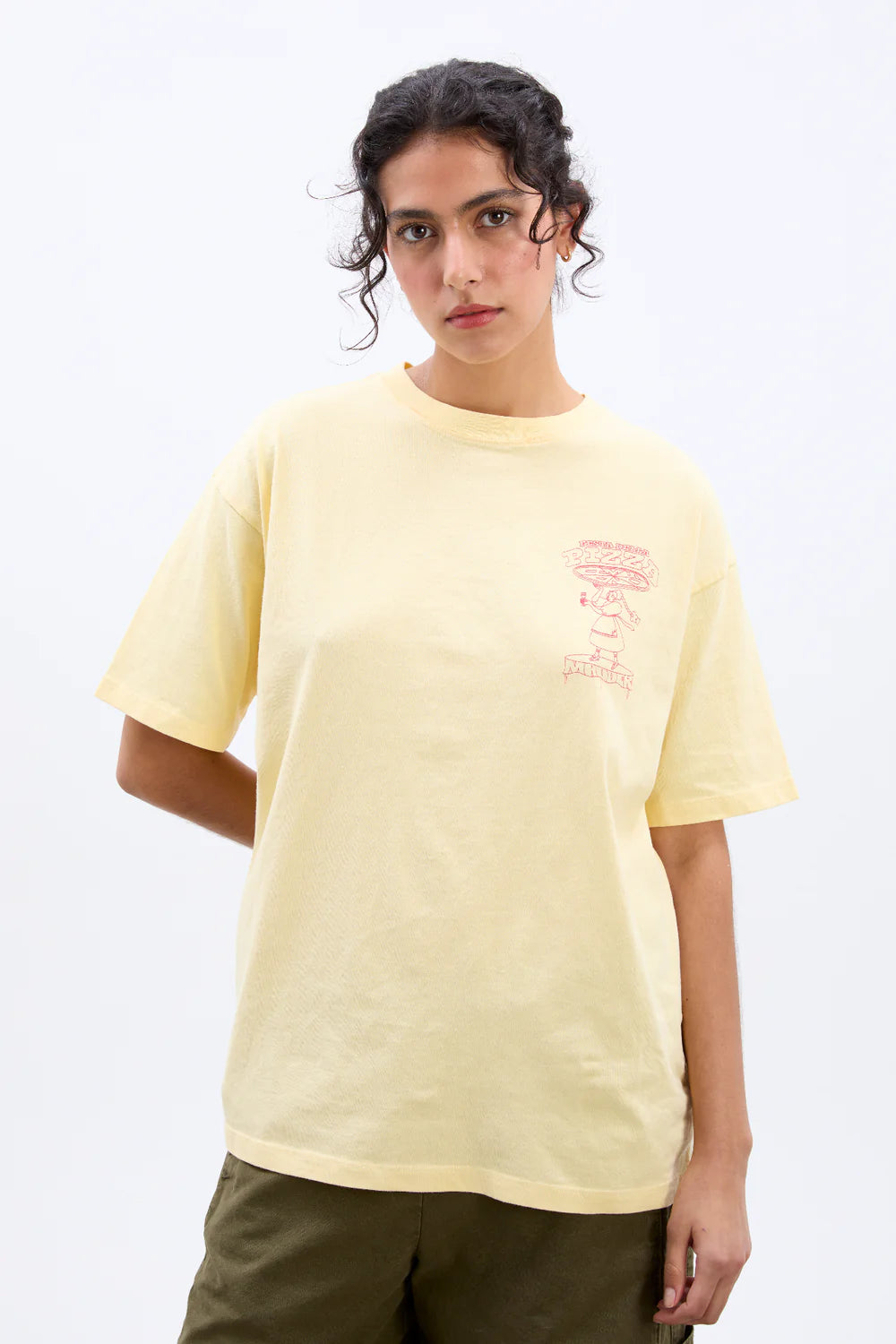 Damson Madder - Pizza Party Boyfriend Tee - Yellow