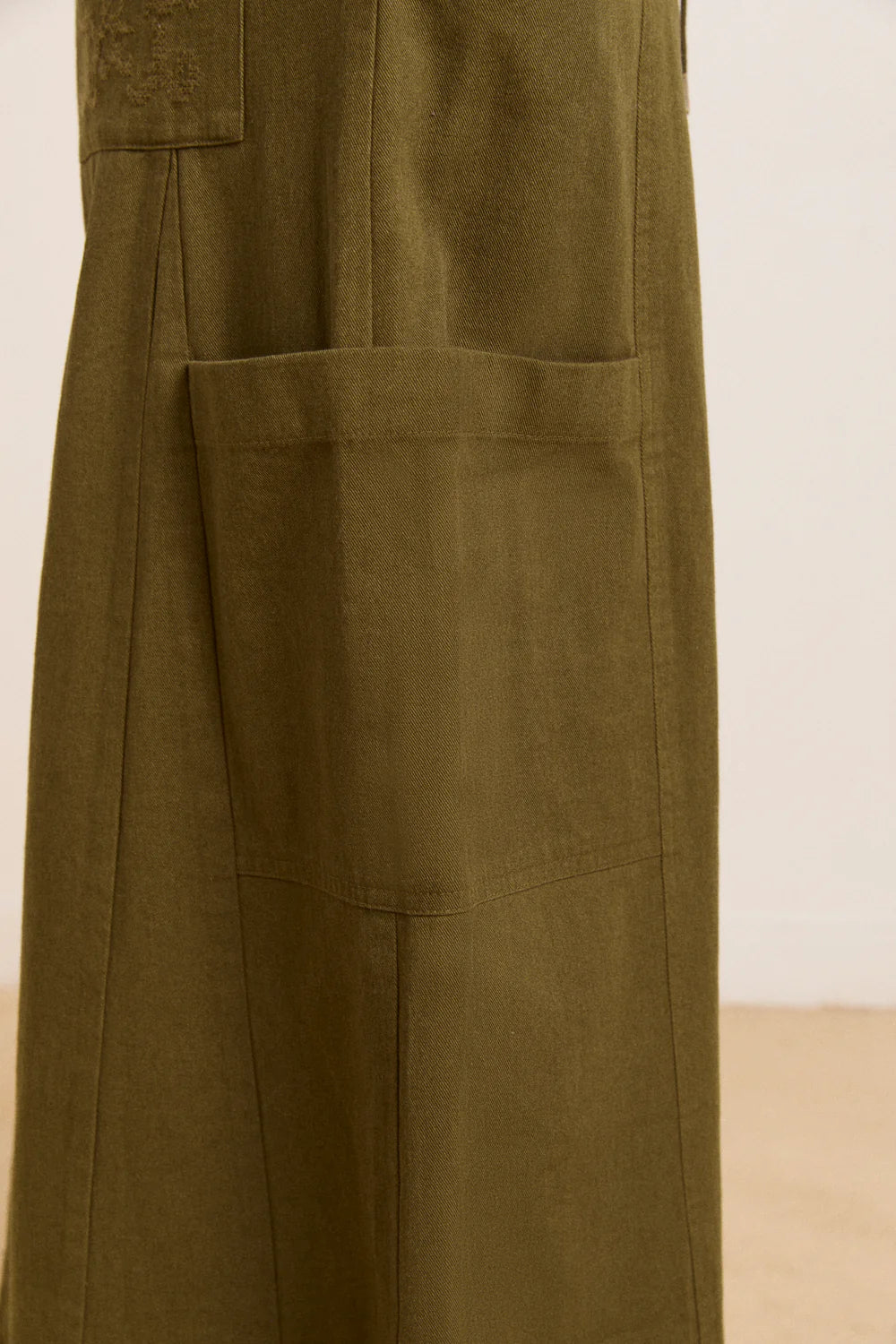 Damson Madder - Vika Utility Midi Skirt, Olive