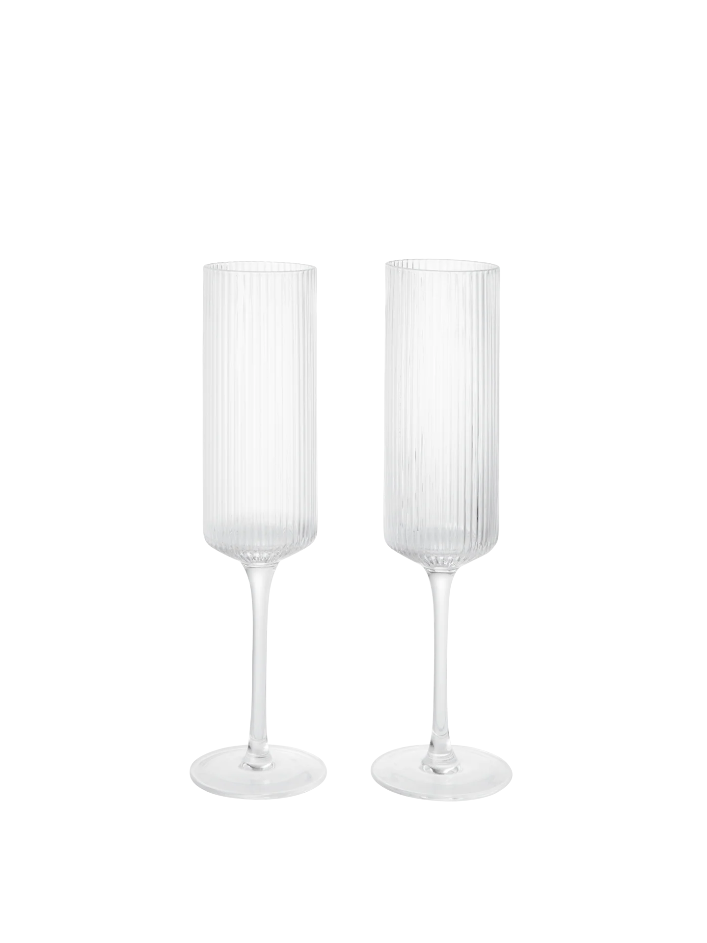 Ferm Living - Ripple Champagne Flutes, Clear (Set of 2)