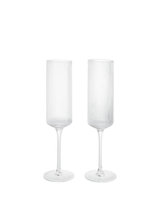 Ferm Living - Ripple Champagne Flutes, Clear (Set of 2)