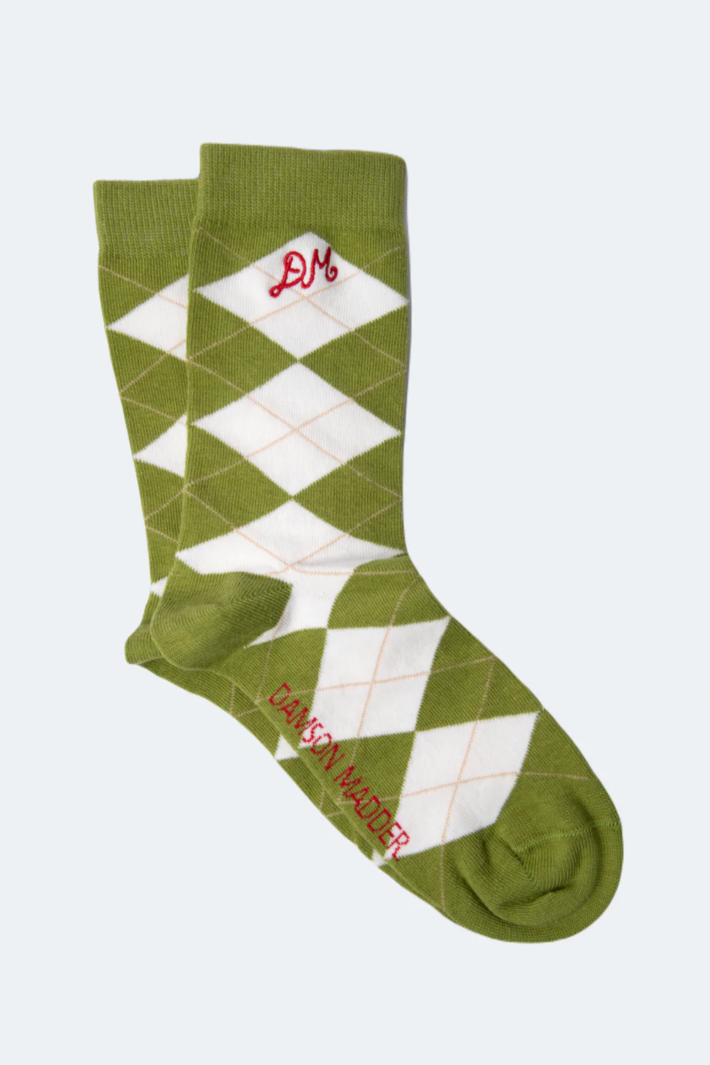 Damson Madder - Calf Length Argyle Socks, Chartruse