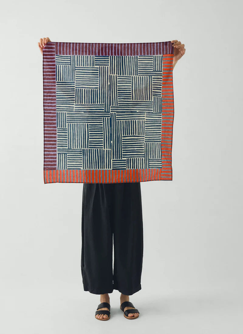 TOAST - Patchwork Stripe Block Print Bandana, Vedrigis/Multi