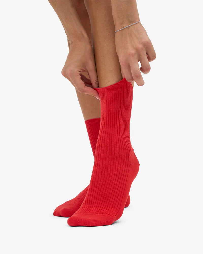 Colourful Standard - Womens Classic Organic Sock, Red Tangerine