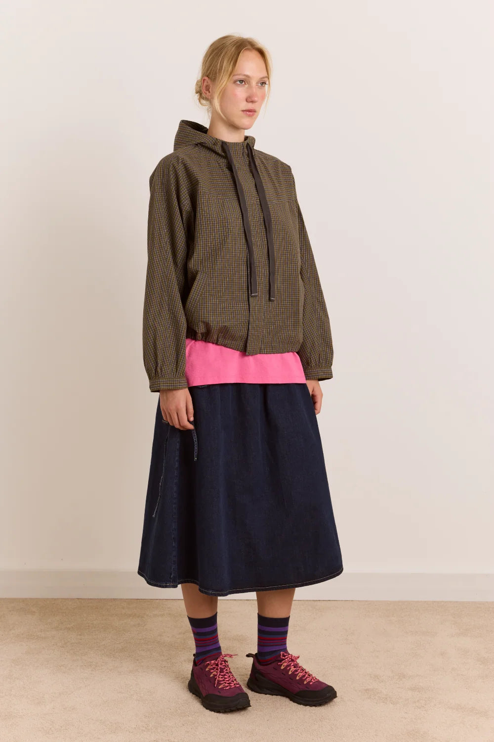 Damson Madder - Blake Hooded Top, Orion Check