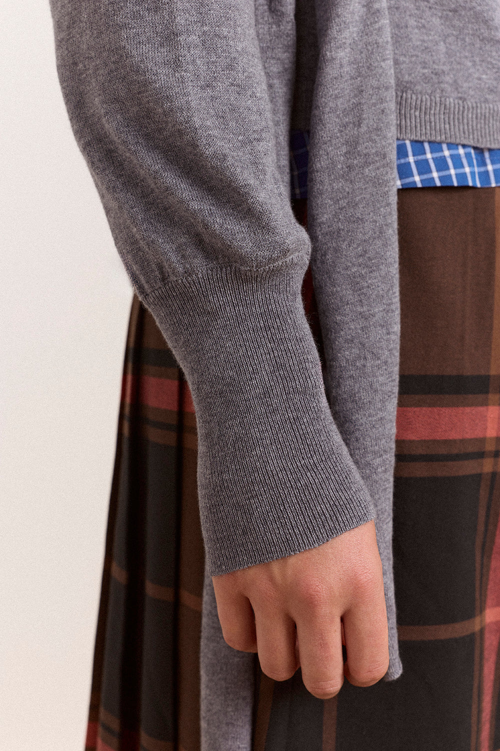 Damson Madder - Venna Wrap Merino Wool Cardigan, Grey