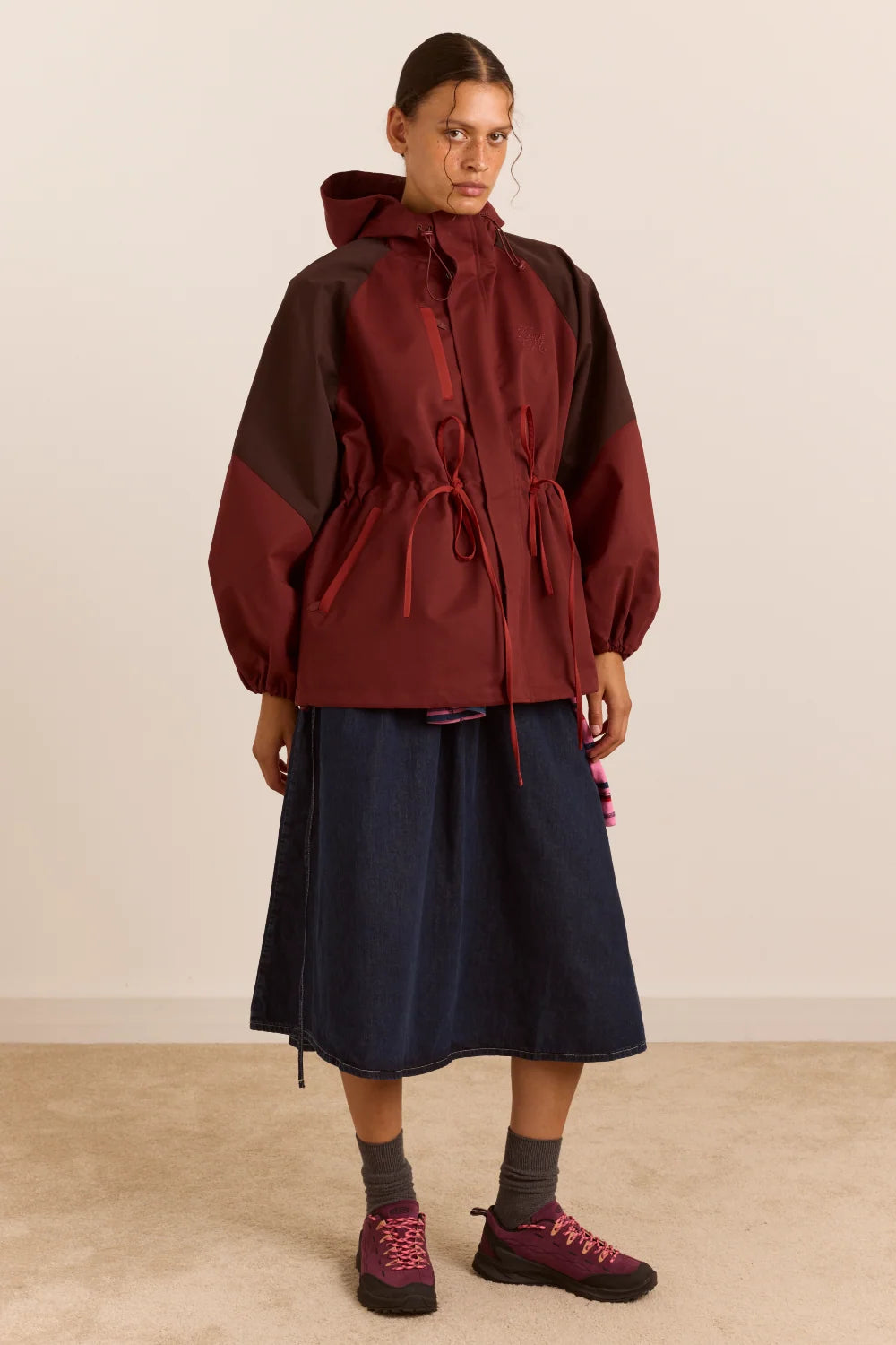 Damson Madder - Liu Shower Proof Raincoat, Burgundy