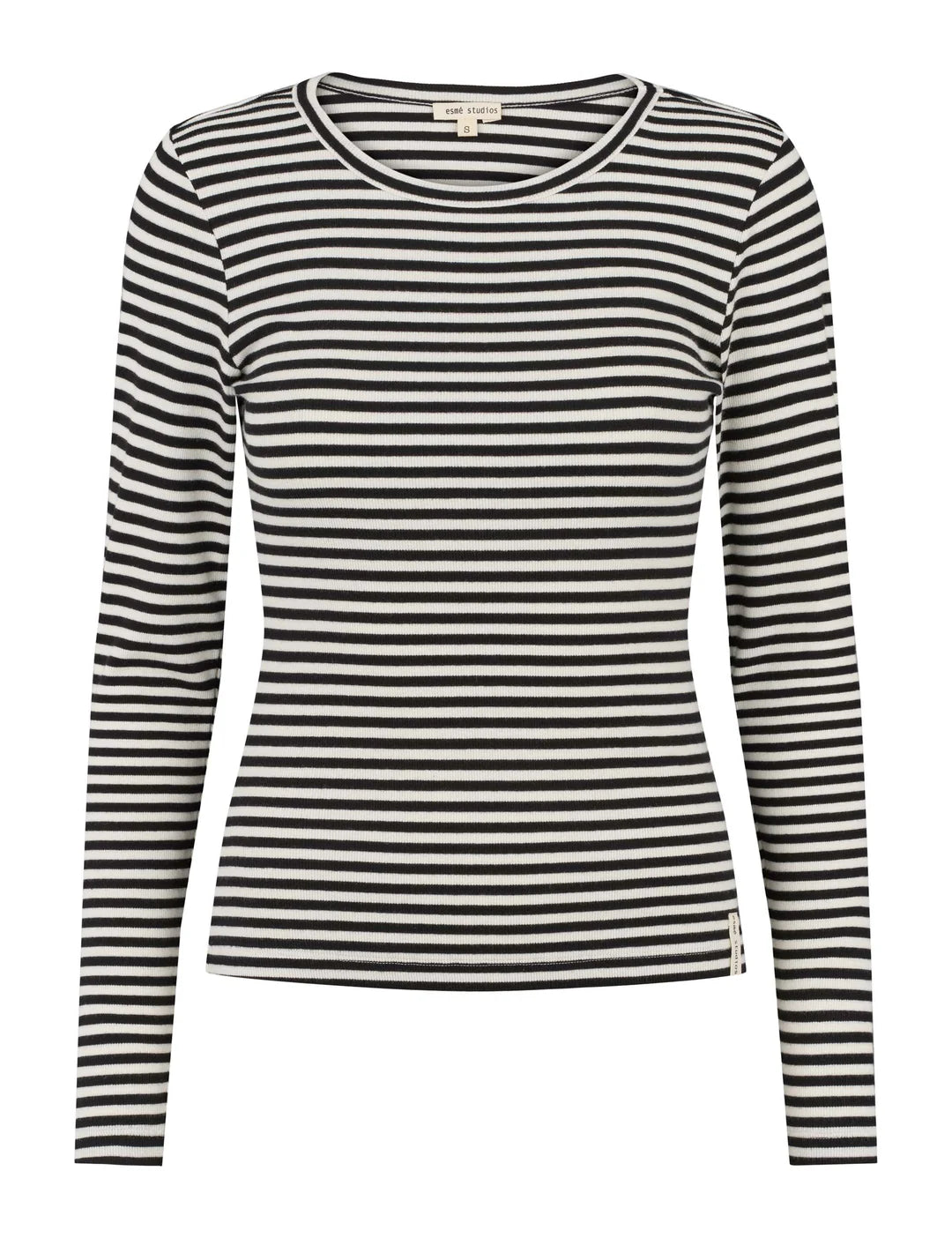 Esmé Studios - Blossom Long Sleeve Top, Snow White Black Stripe
