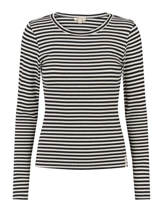 Esmé Studios - Blossom Long Sleeve Top, Snow White Black Stripe