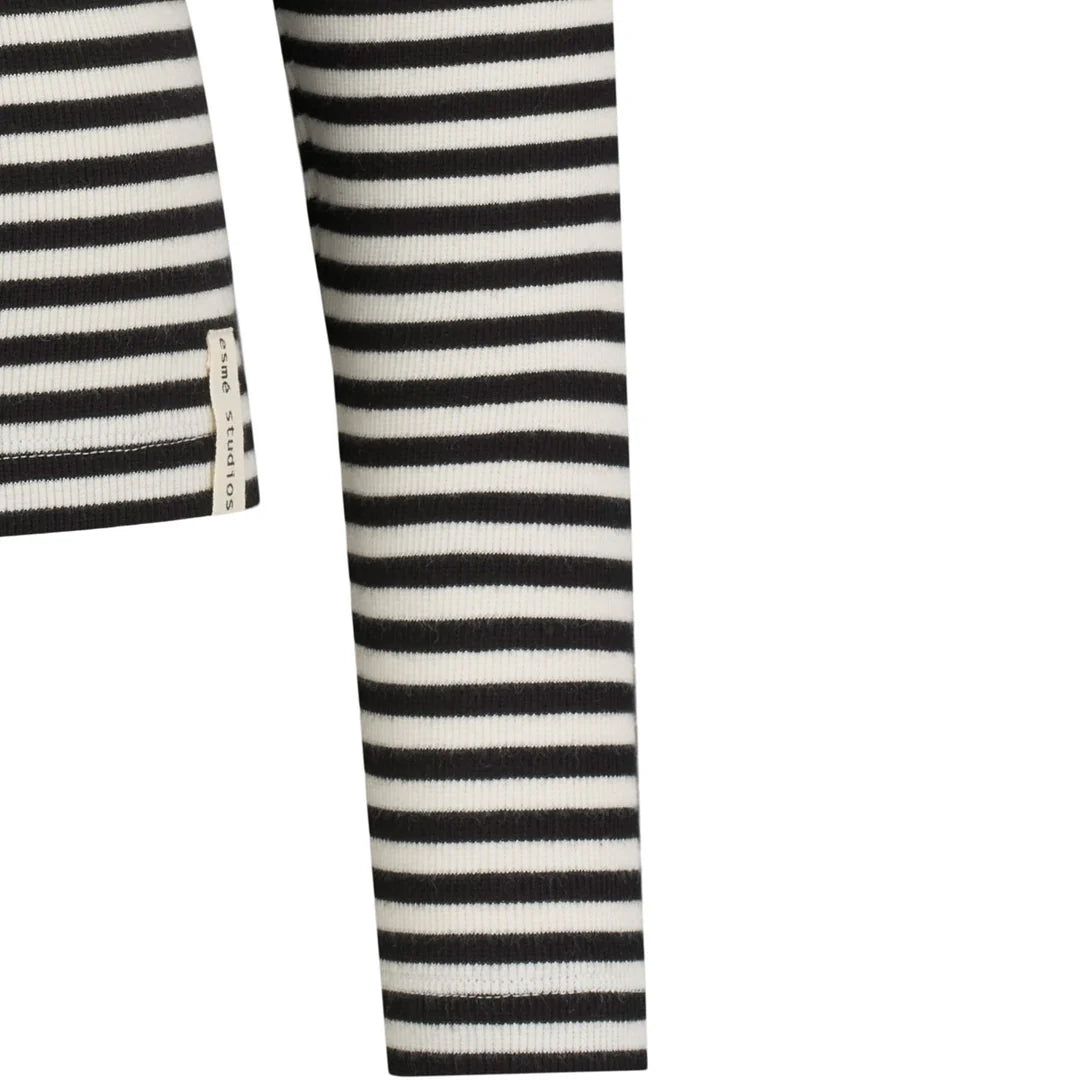 Esmé Studios - Blossom Long Sleeve Top, Snow White Black Stripe
