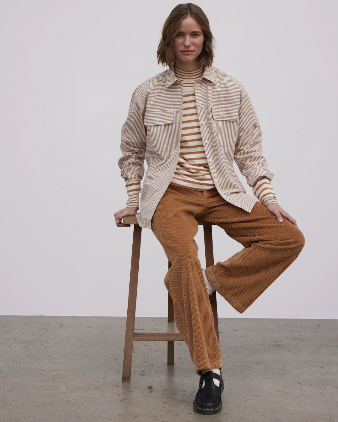 Esmé Studios - Hella Shirt, Brown Stripe