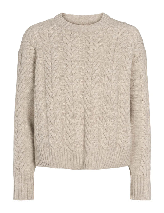 Esmé Studios - Elida O-Neck Knit, Sand Melange